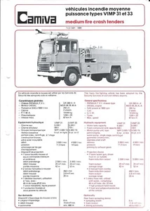 Fire Equipment Brochure Camiva VIMP 31 33 Crash Tender Renault Truck 82 (DB320) - Picture 1 of 1