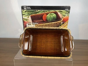Anchor Hocking Harvest Amber Basket Buffet Deep Loaf Dish GLASS - Picture 1 of 5