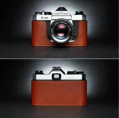 Funda de media cámara de cuero genuino hecha a mano para Pentax K1000 SV S3 S2 ESII Foto 1 de 4