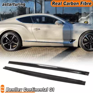 For Bentley Continental Gt 2012-18 REAL Carbon Side Skirt Extension Lip Spoiler - Picture 1 of 13