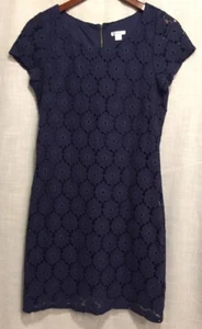 Xhilaration Womens Jrs Dress Size M Navy Blue Lace Lined Sheath style Cap Slvs - Picture 1 of 6
