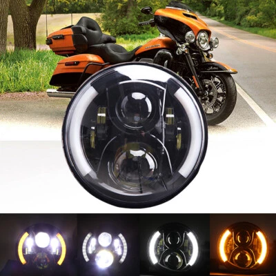 Faro proyector LED de 7" con señales de giro LED para Harley Road King 1995-2014 Foto 1 de 4