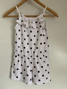 Gymboree Girl Size 8 Jumpsuit Cover up Romper Jumper Polka Dots White Black - Picture 1 of 3