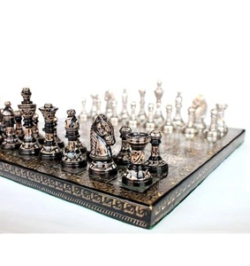 Premium Messing hergestellt Schachbrettspiel Set + alle Messingstücke - Bild 1 von 5
