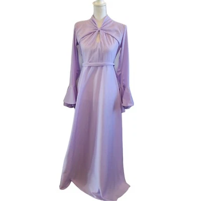 Vestido Vintage Años 60 Pequeño Lila Púrpura Cerradura Manga Campana Poliéster Manga Campana Foto 1 de 4