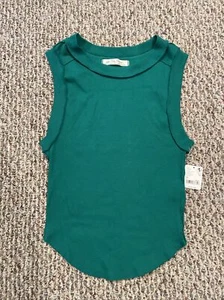 We The Free Womens Medium Kelly Green Rib Knit Scoop Neck Tank Top NWT - Picture 1 of 9