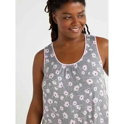 MIDI SLEEVELESS JOYSPUN 夜礼服或休闲连衣裙灰色花卉口袋 3X — 第 1/4 张图片