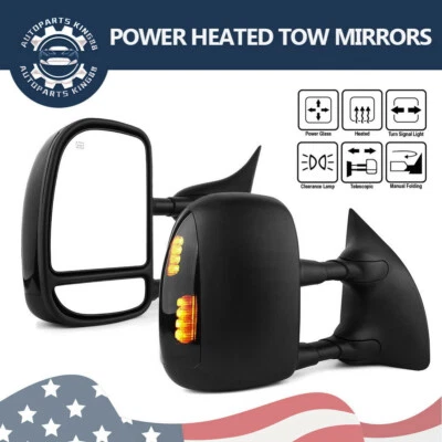 Pair Power Heated Tow Mirrors for 1999-2007 Ford F250 F350 F450 F550 Super Duty - Image 1 of 4