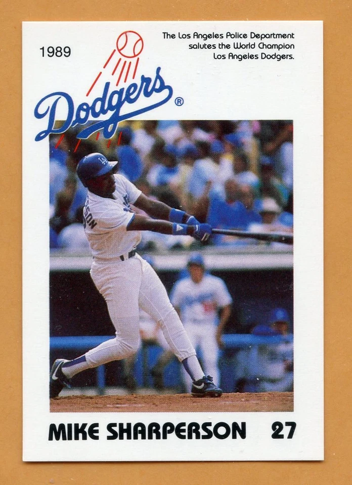 1989 Dodgers Police Baseball card # 27 Mike Sharperson - Image 1 of 1