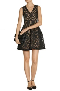 MAJE Women's 1 XS Black Elvira Embroidered Organza Cotton Sheer Mesh Dress - Picture 1 of 11