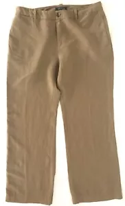 Lauren Ralph Lauren Leinen Seide Hose Damen Größe 10 Braun Gerades Weites Bein - Bild 1 von 9