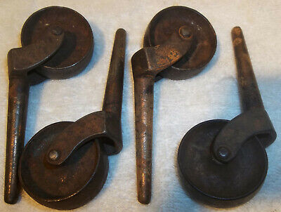 4 Matched Antique Furniture Industrial Style Cast Iron Casters Steampunk LOT 2 • 24.99£