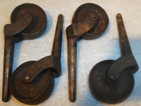 4 Matched Antique Furniture Industrial Style Cast Iron Casters Steampunk LOT 2 Cover