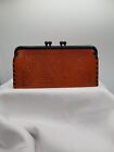 Vintage 1970'S Mexico Tooled Leather - 2 Pocket Change Coin Purse Wallet