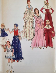 Vtg UC Butterick 4206 Sew Pattern Girl Historical 1776 Colonial Costumes Pilgrim - Picture 1 of 4
