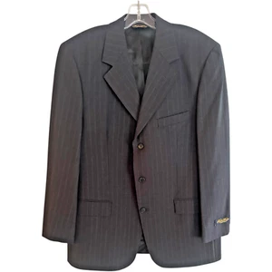Brooks Brothers Brooksease 42R Wool Blend 3 Button Charcoal Striped Sport Jacket - Picture 1 of 15