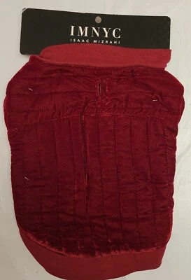Isaac Mizrahi IMNYC Red Quilted Velvet S Small Dog Jacket Satin Lined Burgundy - Image 1 of 4