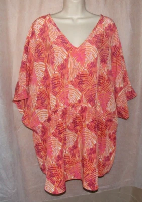 Top estampado coral/rosa cintura ajustada cuello en V Kate & Mallory - talla 3X - nuevo sin etiquetas Foto 1 de 4