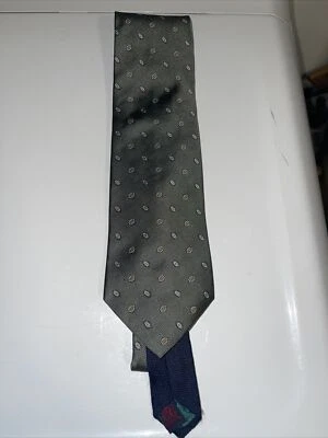 TOMMY HILFIGER GRAY BLUE LITTLE FLOWERS REPEAT SILK NECKTIE WPL2831 Made In USA - Image 1 of 4