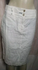 Banana Republic Straight Pencil Skirt Ivory Linen Lined Womens Y2K Size 6 - Picture 1 of 7