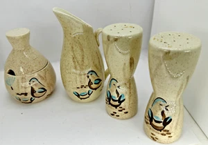 Red Wing Pottery Pitcher Salt Pepper Sugar bowl lid Quail Bob White Mid Century - Picture 1 of 7