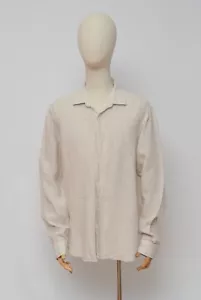 Camisa Orlebar Marrón Lujo Para Hombre Beige Lino Manga Larga Ligera Talla L - Imagen 1 de 15