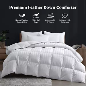 Peace Nest Down Feather Comforter 500TC  Cotton Cover Year Round, King or Queen - Picture 1 of 6