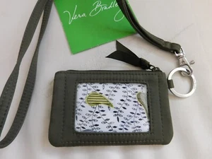 VERA BRADLEY Zip ID Case & Lanyard - Cards, Key Chain - Olive Green Microfiber - Picture 1 of 4