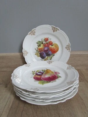 6 ASSIETTES ANCIENNES A DESSERT PORCELAINE LIMOGES ? DECOR FRUITS - Photo 1/4
