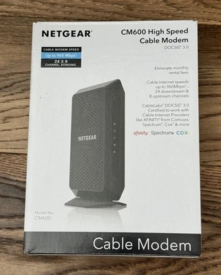 NETGEAR CM600 Cable Modem 960Mbps DOCSIS 3.0 with Power Supply - Image 1 of 3