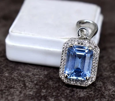 Ciondolo Charm Atteractive in argento sterling 925 con zaffiro blu artico - Immagine 1 di 4