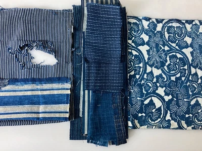 Authentic Antique Japanese Indigo Dyed BORO Bundle 11 PCS For A Boro Project! - Image 1 of 4