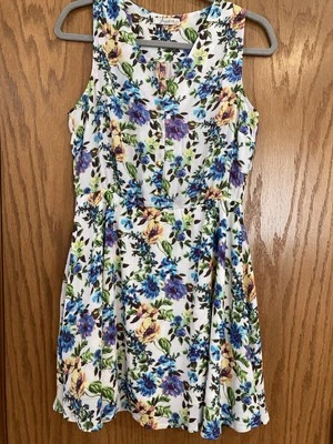 Vestido Freebird Sin Mangas, Talla M, Multicolor Floral, Cuello en V, Cintura Elástica Foto 1 de 4