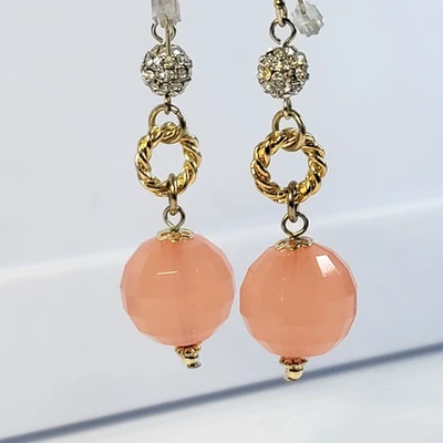 Pendientes colgantes R J Graziano rosa/melocotón tono dorado cálido - línea 2" sin firmar  Foto 1 de 4