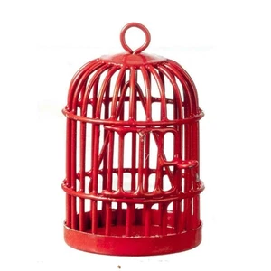Casa Delle Bambole Rotondo Rosso Gabbia Miniatura 1:12 Scala Pet Accessorio - Foto 1 di 7