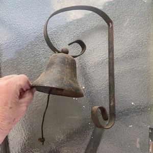 Antique Primitive Vintage Hanging Shop General Store Door Bell Great Patina - Picture 1 of 11