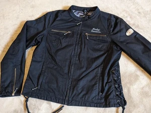 Rare Harley Davidson Women's Black Jacket Size XL Embroidered - Big Logo on Back - Picture 1 of 11