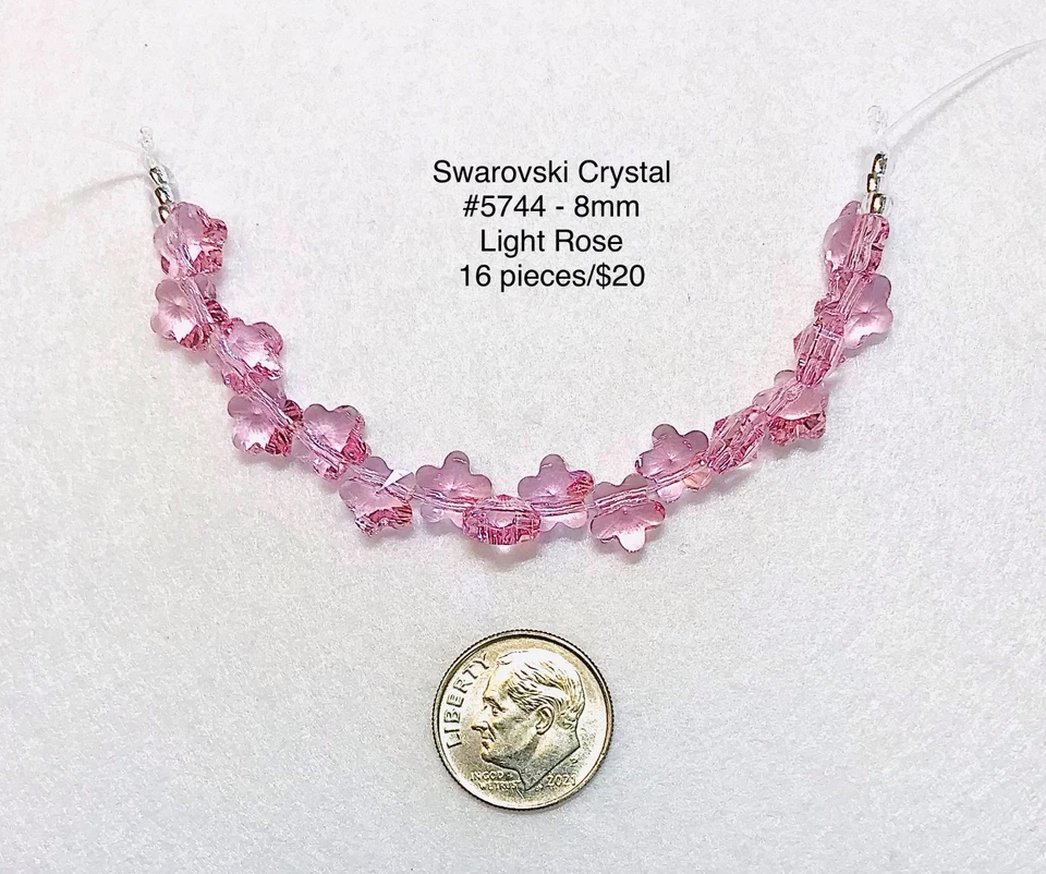 Swarovski® Crystal Flower Beads #5744  - 8mm - Light Rose - 16 Pieces - Image 1 of 1