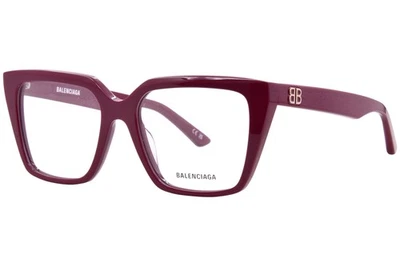 Balenciaga BB0130O 012 Eyeglasses Women's Red Full Rim Square Shape 53mm - Image 1 of 4