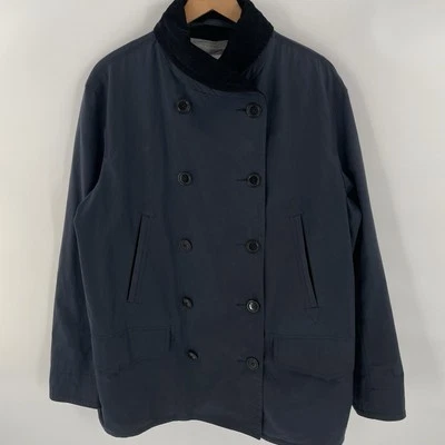 Jack Spade Mens Size L Navy Blue Waxed Coated Trench Coat With Corduroy Collar - Image 1 of 4