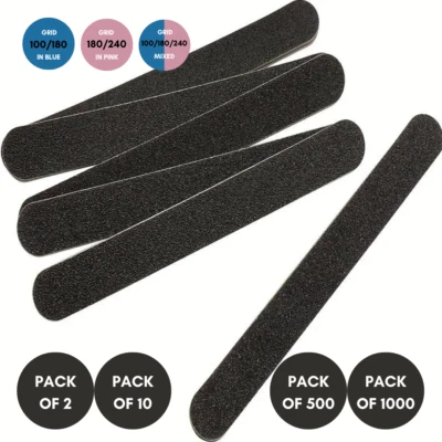 Nail Files Emery Boards Pack of 2/10x Double Sided Professional 100/180 Grit - Image 1 of 4