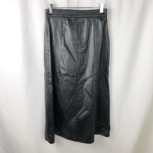 Yvette Bugatti Fully Lined Black Leather Skirt Size 8 - Picture 1 of 4