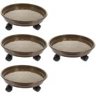  4 Pieces Planter Tray Base Round Flower Dolly Pallet with Wheel Stand Roller