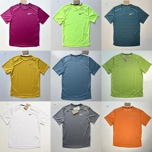 Mens Nike Dri Fit Miler 1.0 T Shirt Top Running Gym Pink Various Colours + Sizes - Picture 1 of 94