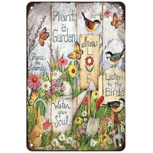 CHARMING WOODEN PLANT A GARDEN WALL ART GARDEN SHED GARAGE HANGING SIGN PLAQUE - Picture 1 of 5