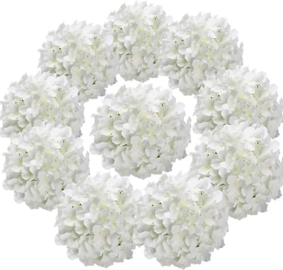 Cabezas de hortensias de seda, flores artificiales con tallos - Image 1 of 4