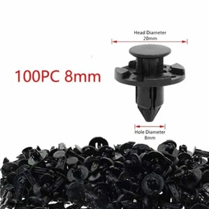 100pcs Bumper Clips 8mm Plastic Rivet Fastener Mud Flaps Fender Push for NISSAN - Picture 1 of 7