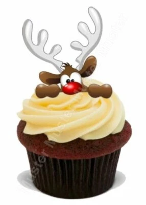 Weihnachten Muffinaufleger Tortenbild Deko Weihnachtsmann Rentier Elch essbar - Bild 1 von 4