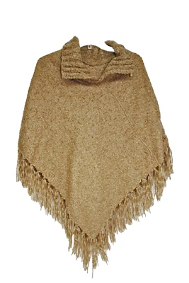 Poncho Capa Flecos Hecho a Mano de Lana Hecho a Mano en Montañas de México Foto 1 de 3
