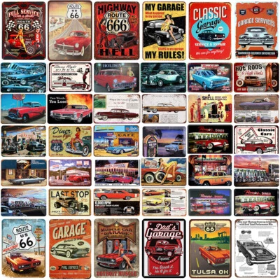 Vintage Car Metal Tin Signs Plaque Wall Plates Club Pub Home Art Customize Decor - Image 1 of 4